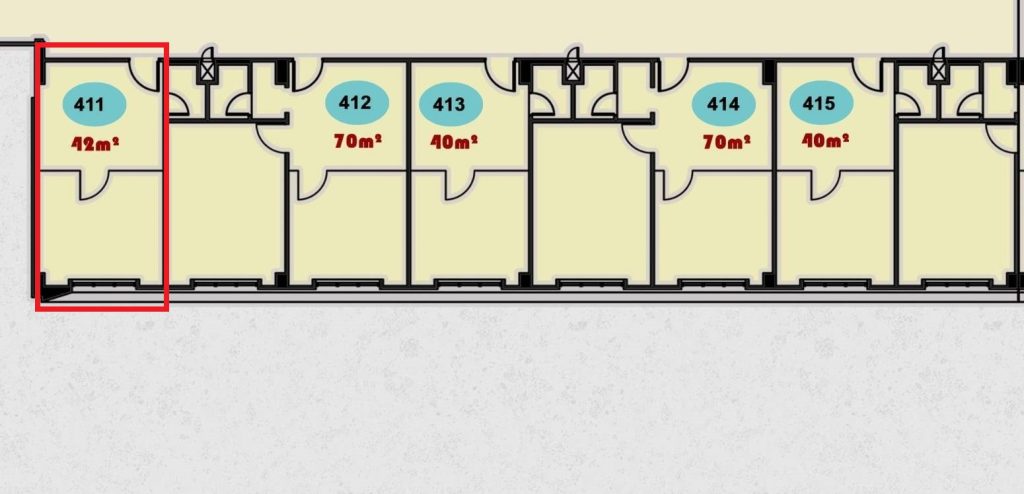 صورة لواجهة أو داخل وحدة تجارية (رقم 411) تقع في الدور الرابع من مركز التسوق ONE MALL.