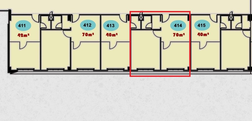 صورة لمحل تجاري (وحدة 414) يقع في الدور الرابع من مركز التسوق ONE MALL. يظهر المدخل/الواجهة.