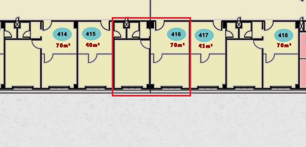 صورة داخلية/خارجية لوحدة تجارية/طبية (وحدة 416) تقع في الدور الرابع من مركز التسوق ONE MALL.