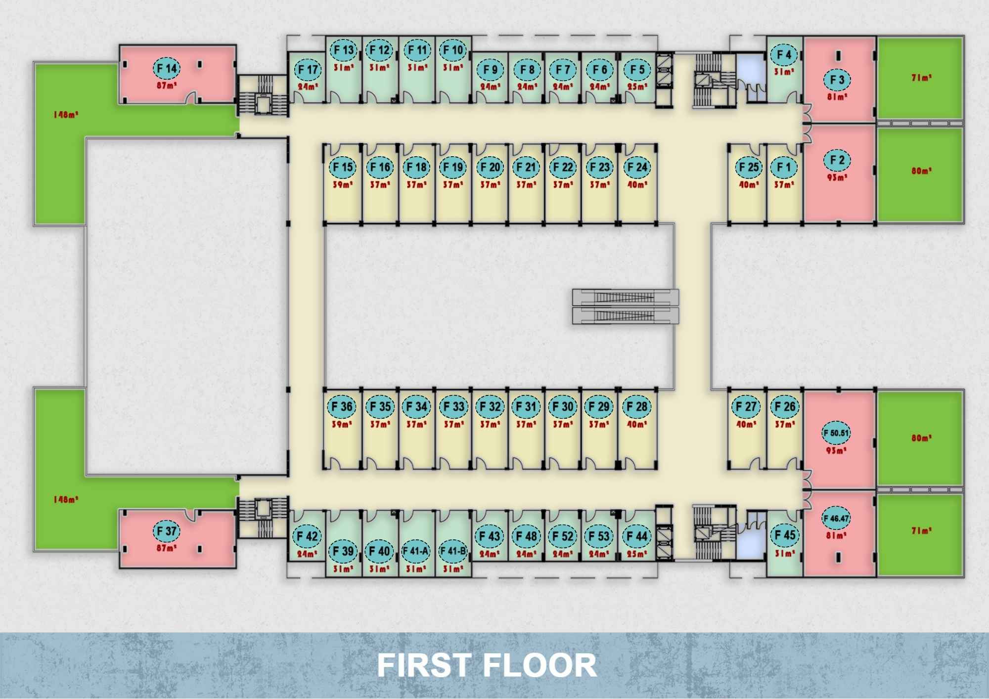 التقسيم الداخلي والخارجي للدور الأول التجاري في ONE MALL الشروق تصميم وحدات تجارية للبيع في الدور الأول من ONE MALL - العربي للتطوير العقاري