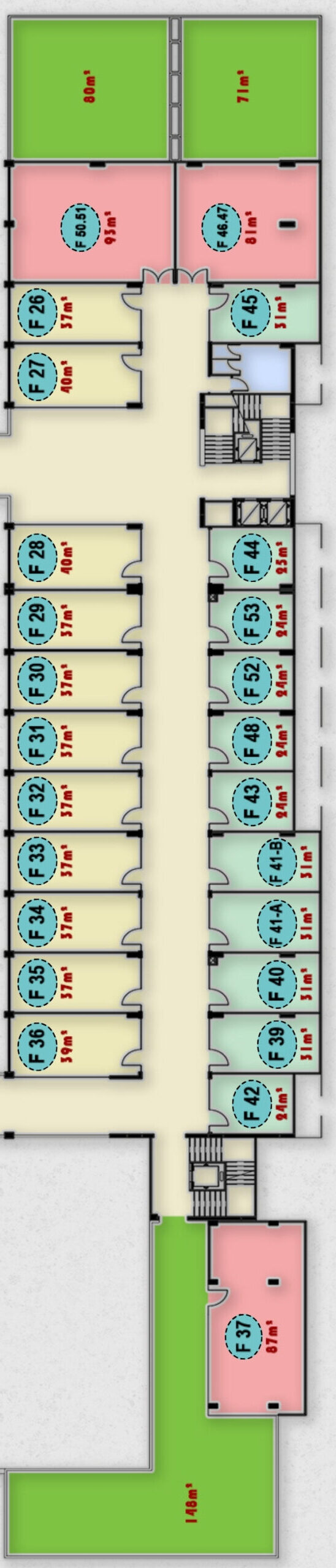 FIRST LEFT (1) التقسيم المعماري للوحدات التجارية الدور الأول