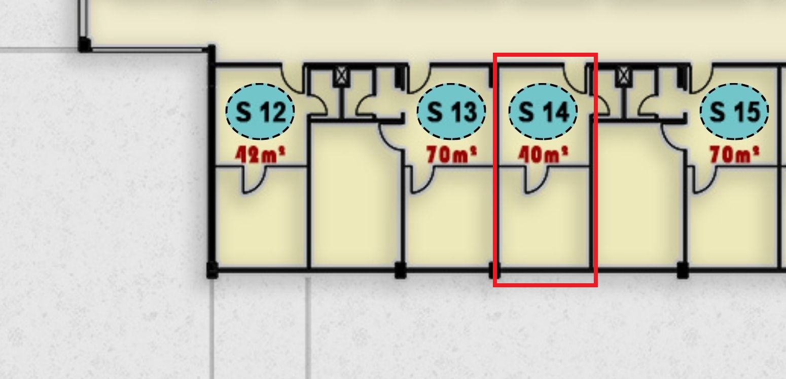 صورة توضح تصميم وحدة S14 الطبية في الدور الثاني داخل ONE MALL