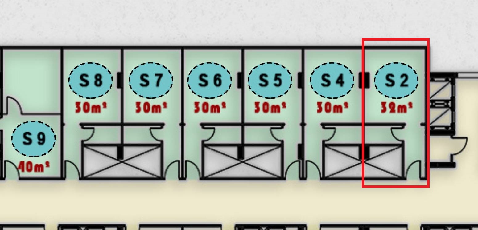 صورة توضح تصميم وحدة S2 الطبية في الدور الثاني بمجمع ONE MALL