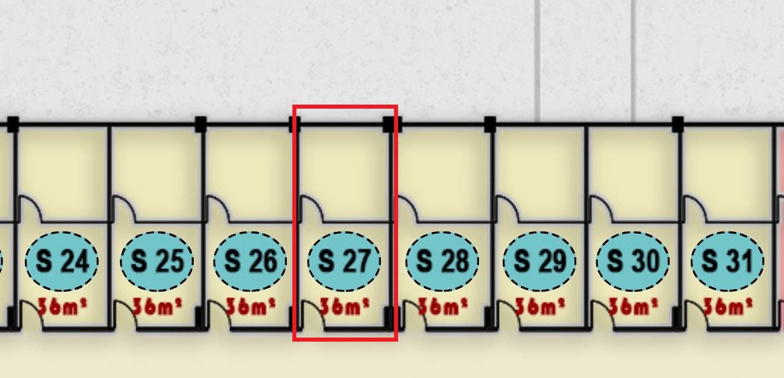 مخطط يوضح وحدة إدارية S 27 في الدور الثالث بمجمع ONE MALL