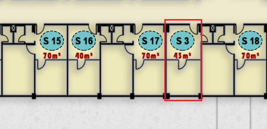 مخطط وحدة S 3 الطبية في الدور الثاني بمجمع ONE MALL، الشروق