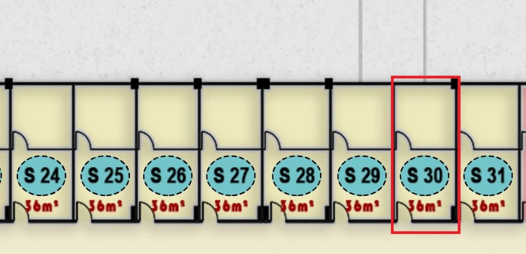 مخطط يظهر وحدة إدارية S 30 في الدور الثالث من مجمع ONE MALL