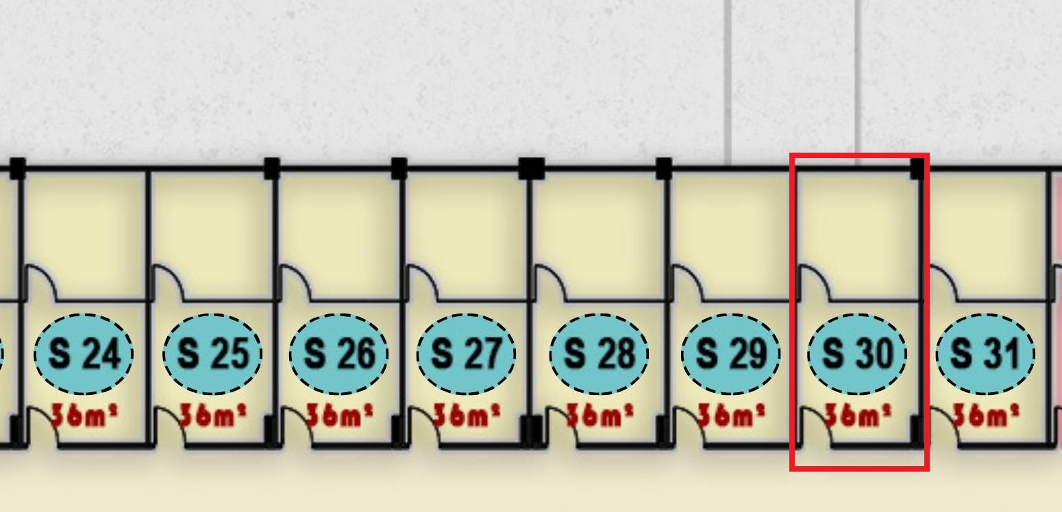 مخطط يظهر وحدة إدارية S 30 في الدور الثالث من مجمع ONE MALL