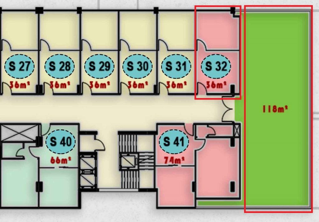 تصميم الوحدة S32 في الدور الثاني بمجمع ONE MALL مناسب لمقهى أو مطعم