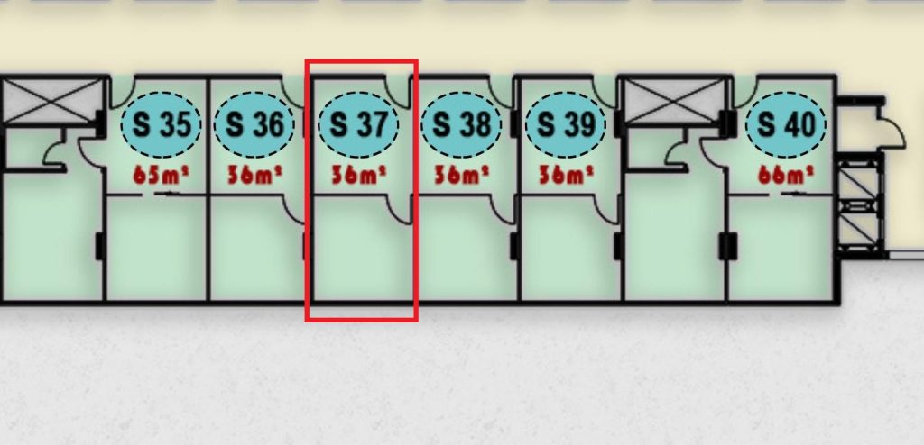 صورة توضح تصميم وحدة إداري S 37 في الدور الثالث داخل ONE MALL