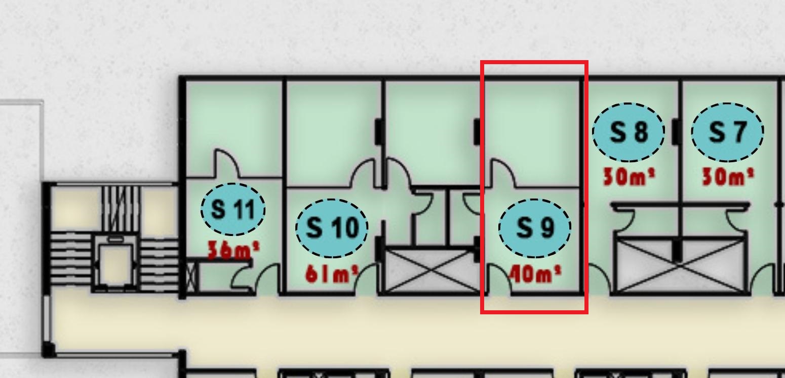 مخطط يوضح تصميم وحدة S 9 الطبية في الدور الثاني بمجمع ONE MALL في الشروق