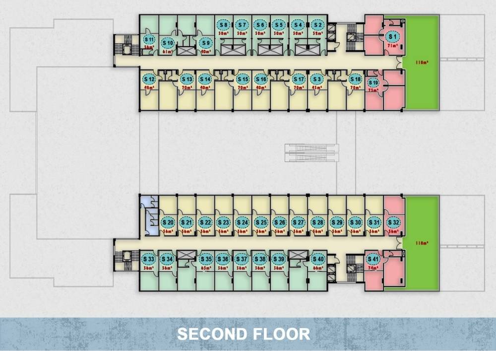 تصميم وتقسيم المجمع الطبي والوحدات الإدارية في الدور الثاني من ONE MALL - العربي للتطوير العقاري