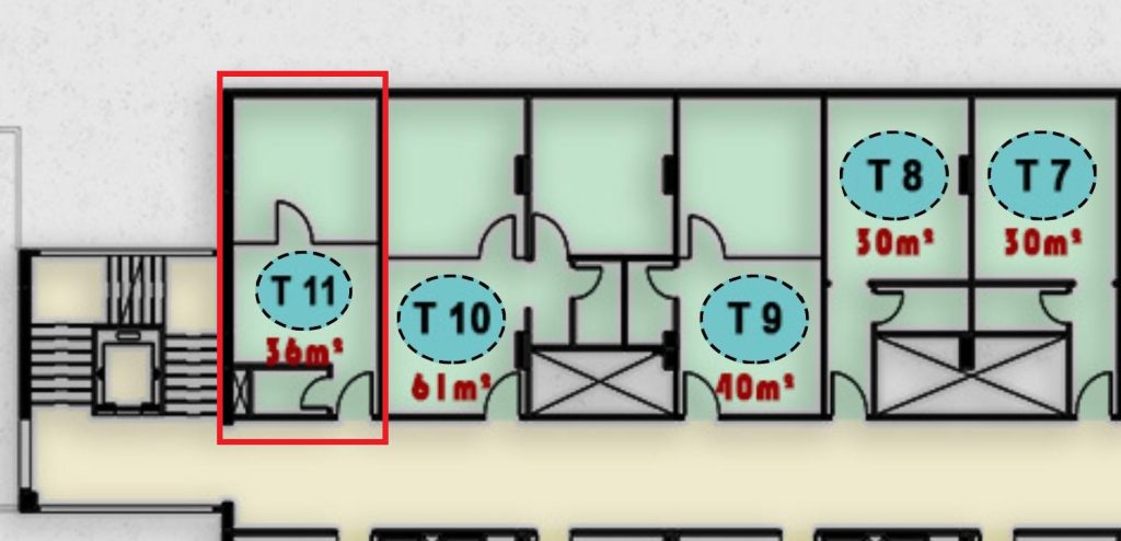 صورة تظهر وحدة T11 في الدور الثالث بمجمع ONE MALL، مع تصميم داخلي ووضع الوحدة ضمن المخطط العام