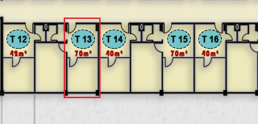 مخطط وتصميم وحدة T 13 في الدور الثالث بمجمع ONE MALL