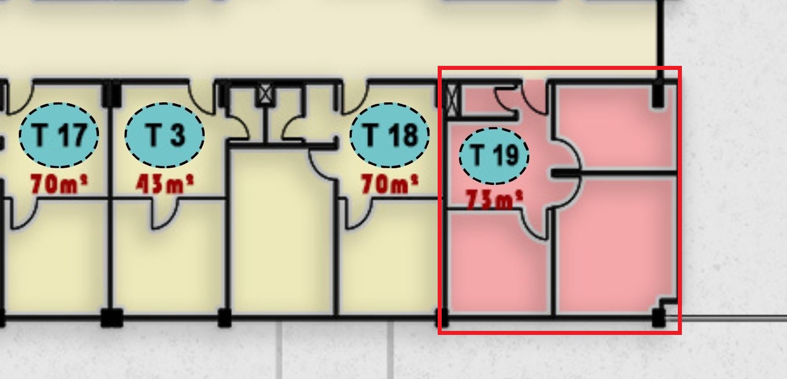 وحدة T19 – الدور الثالث – ONE MALL للمطاعم والكافيهات مخطط يوضح وحدة T19 في الدور الثالث بمجمع ONE MALL مخصصة لكافيه أو مطعم