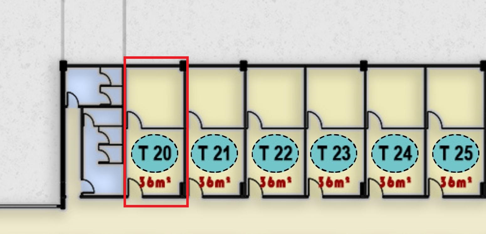 صورة لوحدة T20 في الدور الثالث بمجمع ONE MALL، تعرض تصميم ومساحة الوحدة