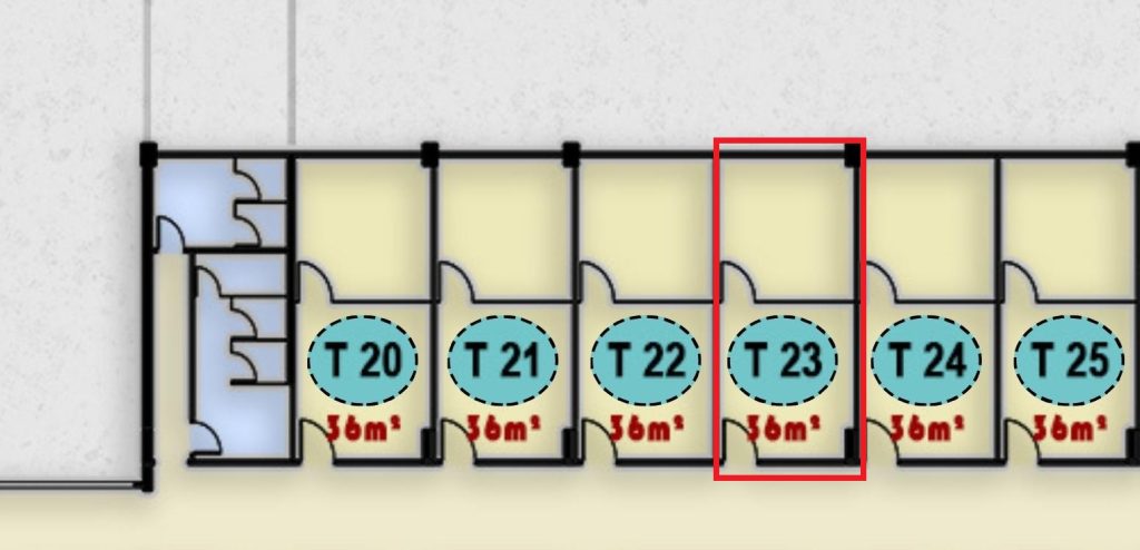صورة توضح وحدة T23 في الدور الثالث بمجمع ONE MALL، تصميم داخلي وخارجي مميز