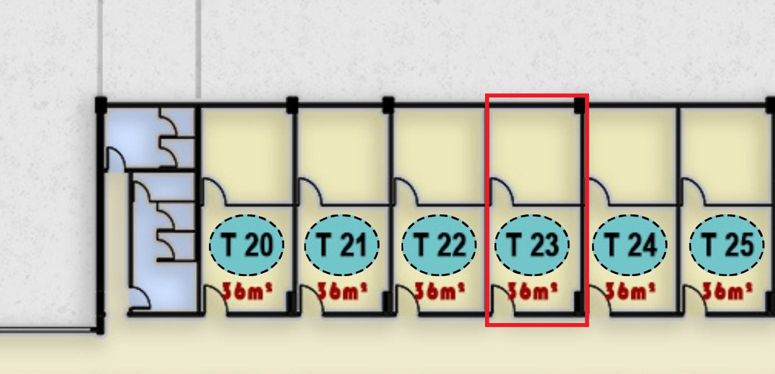صورة توضح وحدة T23 في الدور الثالث بمجمع ONE MALL، تصميم داخلي وخارجي مميز