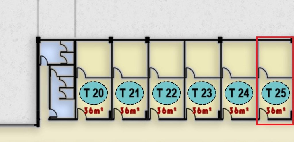 مخطط يوضح وحدة T 25 في الدور الثالث بمجمع ONE MALL