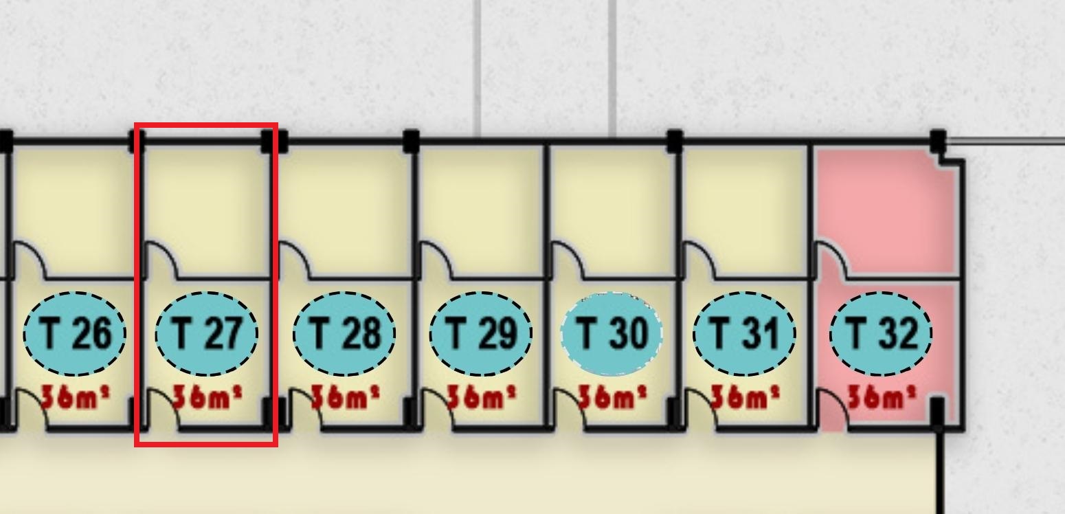 مخطط وتصميم وحدة T 27 في الدور الثالث بمجمع ONE MALL