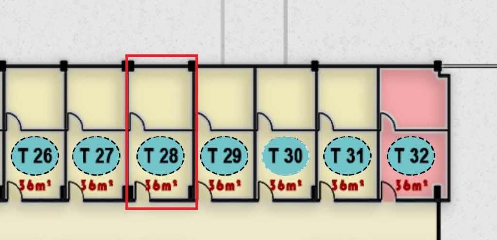 مخطط أو صورة لوحدة T28 الطبية في الدور الثالث بمجمع ONE MALL