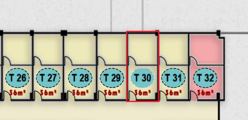 مخطط وتصميم وحدة T 30 في الدور الثالث بمجمع ONE MALL