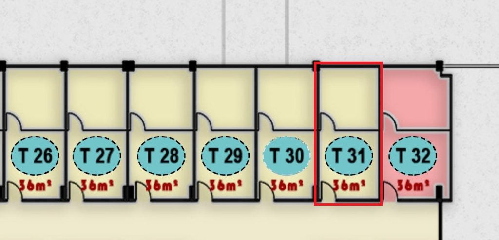 مخطط تصميم وحدة T31 الطبية في الدور الثالث من مجمع ONE MALL