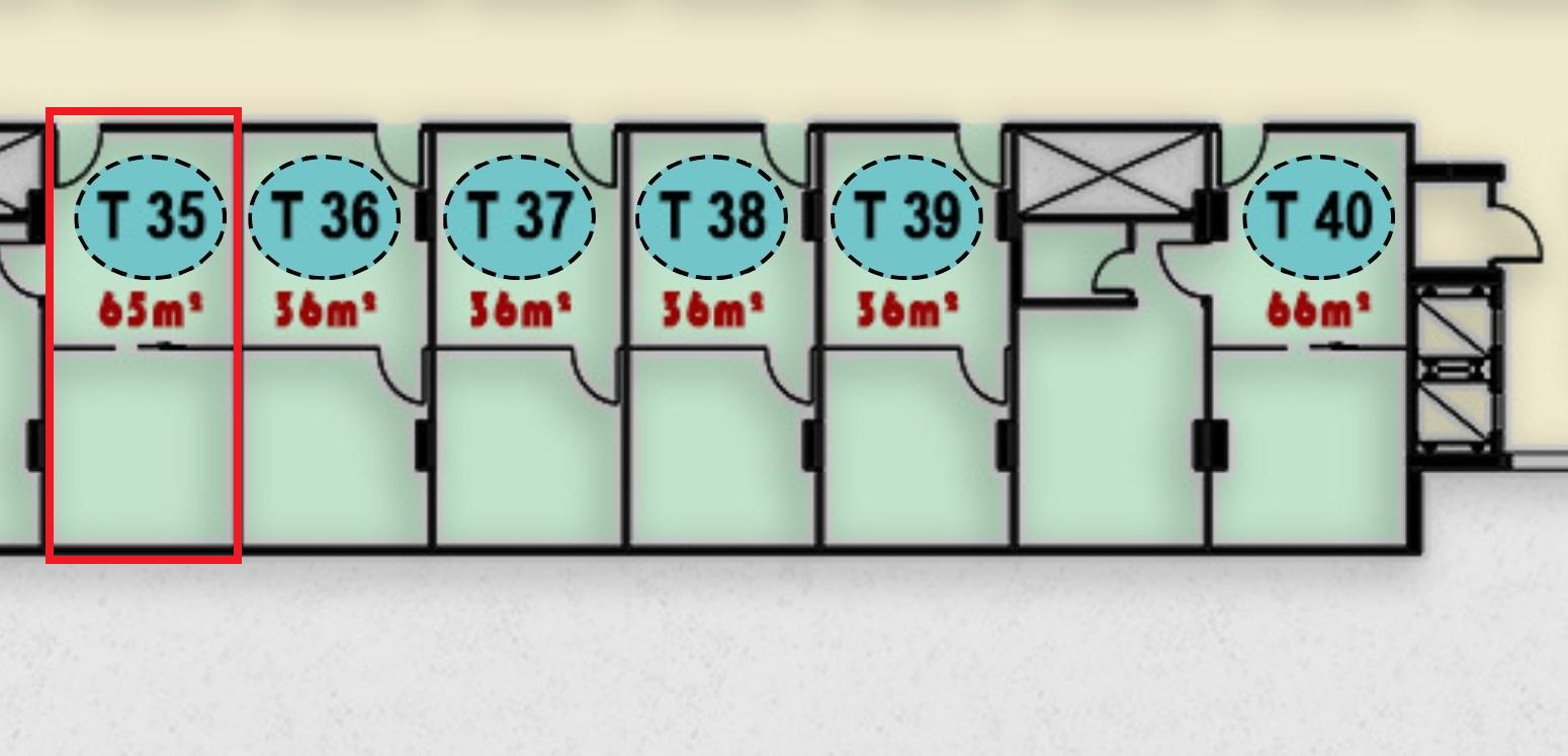 مخطط ووضعية وحدة T35 في الدور الثالث من مجمع ONE MALL