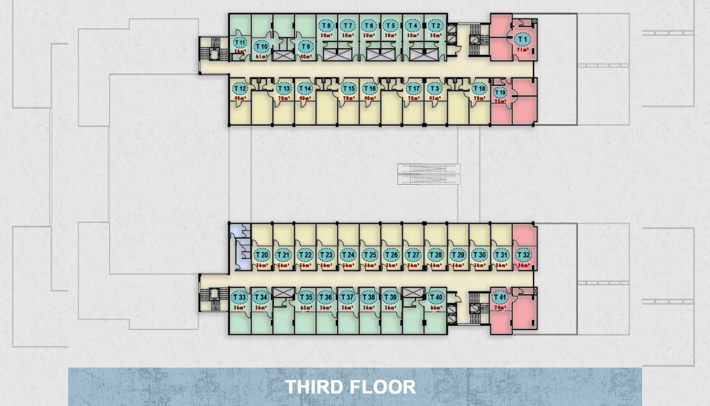 التقسيم المعماري للدور الثالث في مجمع الطبي – ONE MALL مخطط معماري يوضح تقسيم الدور الثالث في مجمع الطبي داخل ONE MALL